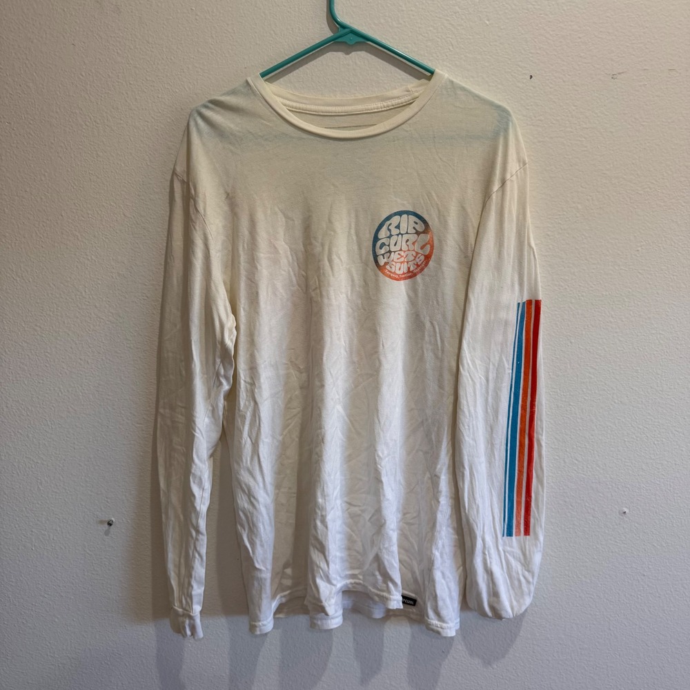 Rip Curl Wetsuits Mens Long Sleeve Graphic Tee Off Cream Size M Standard Fit